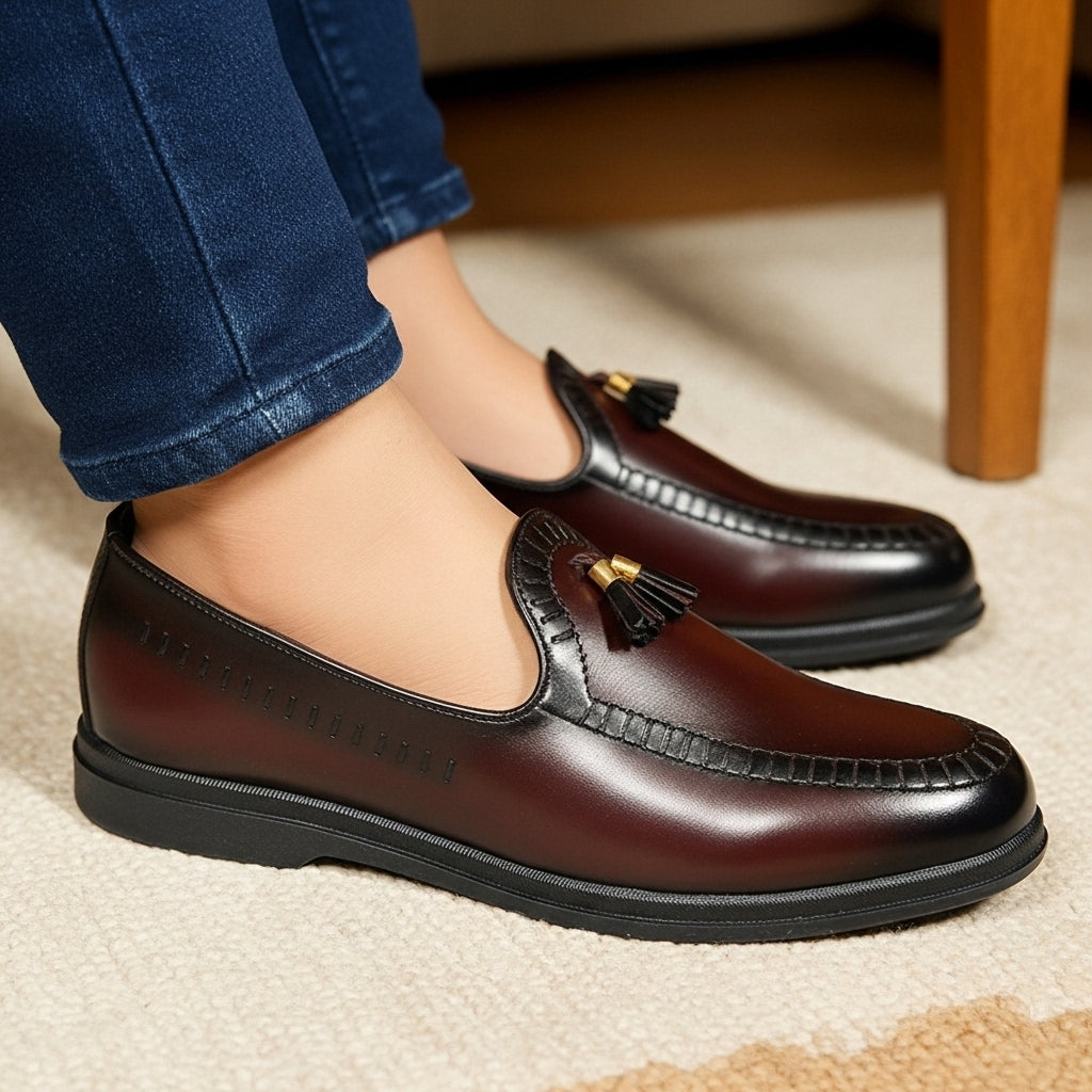 Pure Hand Made Leather Loafer With Comfortable Rubber Sole